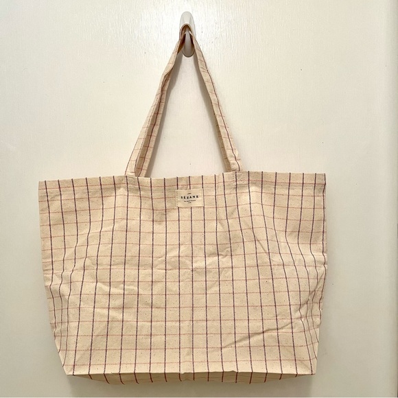 New Sézane Plaid Tote Bag - Picture 3 of 6
